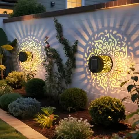 Applique solaire Mandala en métal – décor d'extérieur