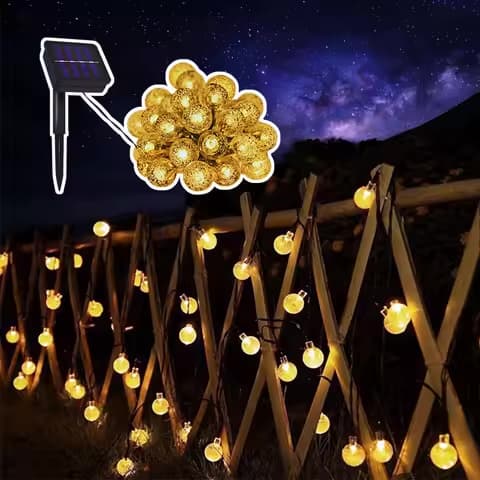 Guirlande solaire boule de cristal – 8 modes, étanche