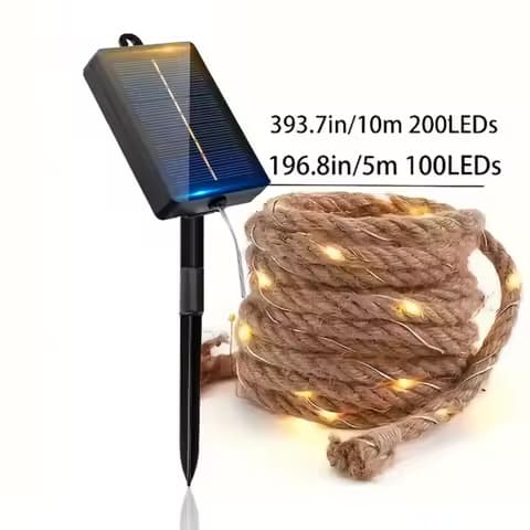 Guirlande solaire en corde de chanvre – 8 modes
